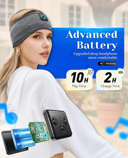 Perytong 2 Pack Sleep Headphones, Sleeping Headphones | Bluetooth Headband with Ultra-Thin HD Stereo Speaker, Wireless Headphone for Sports, Insomnia, Yoga, Air Travel, Meditation