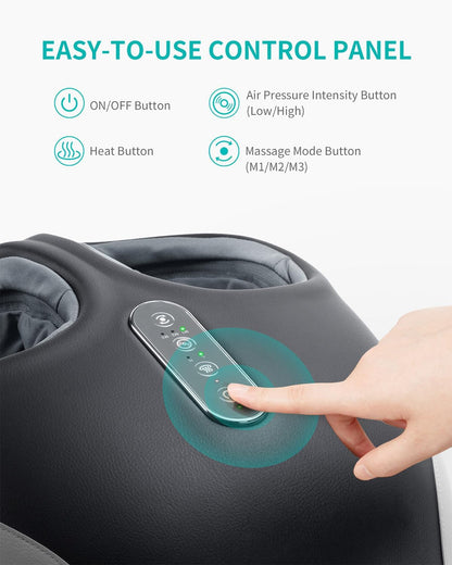 Nekteck Foot Massager Machine with Heat, Shiatsu Feet Massage for Plantar Fasciitis & Neuropathy, HSA Eligible Massage Tools, 360° Air Compression & Deep Kneading Therapy (Deep Black)