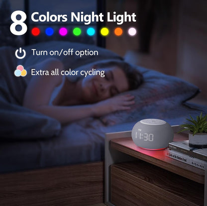REACHER Auto-Dimmable Sound Machine Alarm Clock with 20 Sounds&Night Light