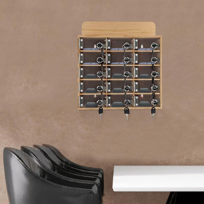 20-Slot Cell Phone Locker Box, Wood/Acrylic, Wall/Desk with Locks and Keys