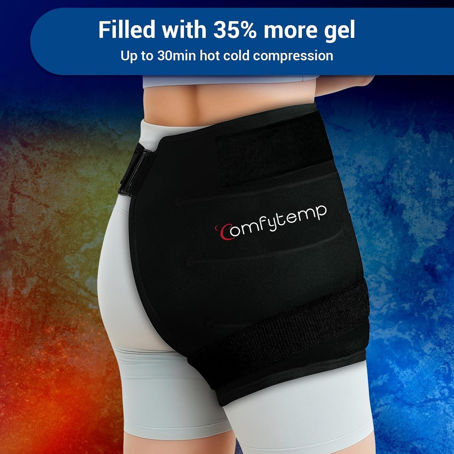 Comfytemp Hip Ice Pack Wrap for Sciatica Pain Relief, Hip Replacement Kit After Surgery, Reusable Gel Ice Pack for Injuries, Hot Cold Compress Recovery Items Physical Therapy for Men Women (L/XL/2XL)