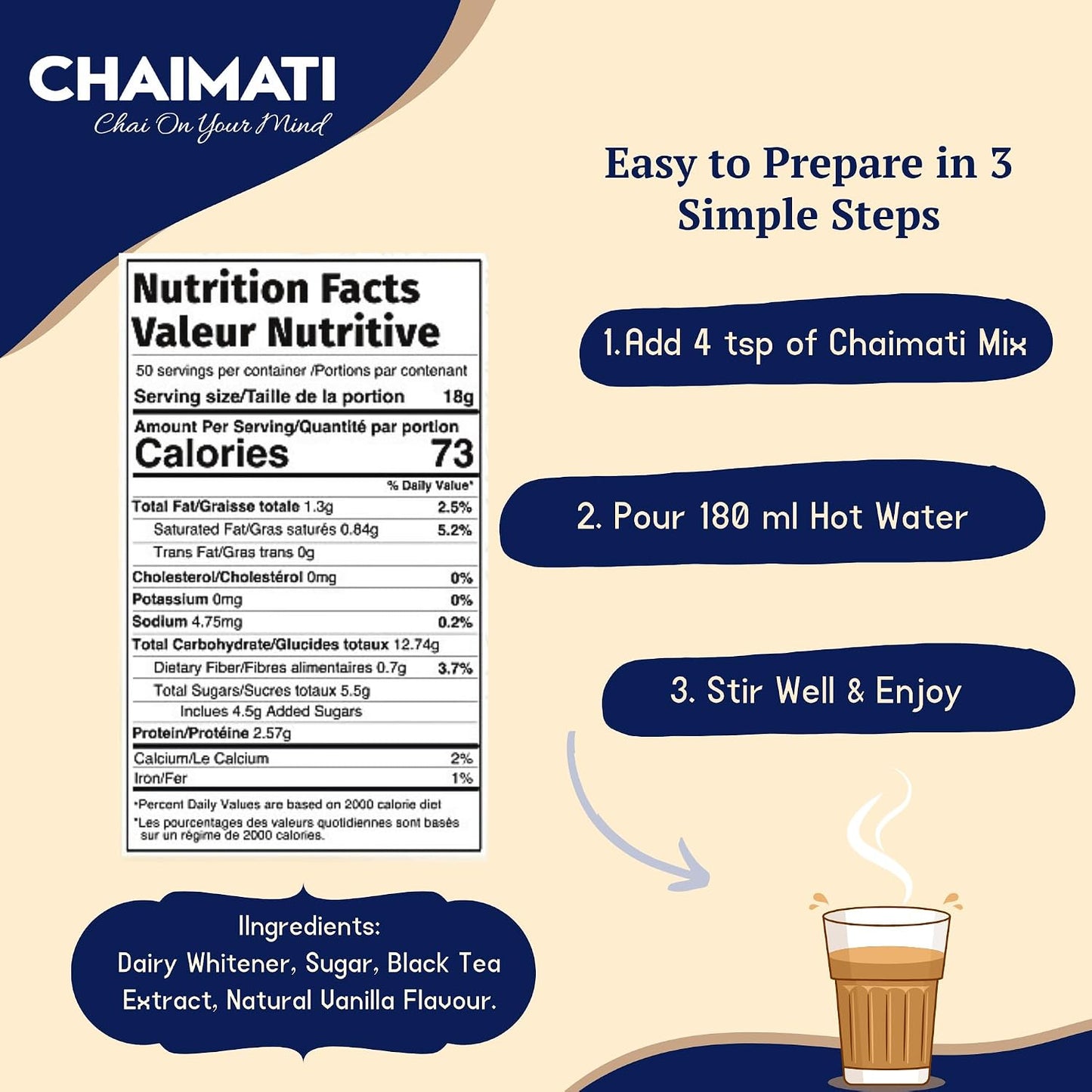 ChaiMati Cardamom Chai Latte Powder 2 lb | Instant Chai Tea Mix for Hot or Iced Drinks | Elaichi Chai Premix Makes 100 Cups, Low Caffeine Milk Tea for Home, Gifting & Parties