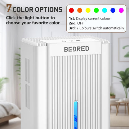 Dehumidifier, 95OZ Dehumidifier for Home 1000 Sq.Ft - Quiet with Auto Shut Off & Relaxing 7 Color Ambient Light,Ideal for Livingroom, Bedroom, Basement(Black)