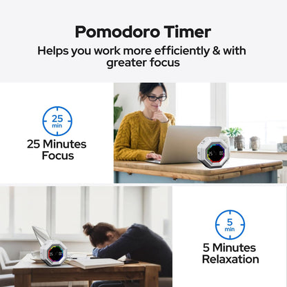 Visual Timer for Kids Kitchen Timer Pomodoro Magnetic Visual Countdown | Smart Gravity Sensing Timer with Large Display Loud Alarm for Study Cooking Classroom Homework Time Management