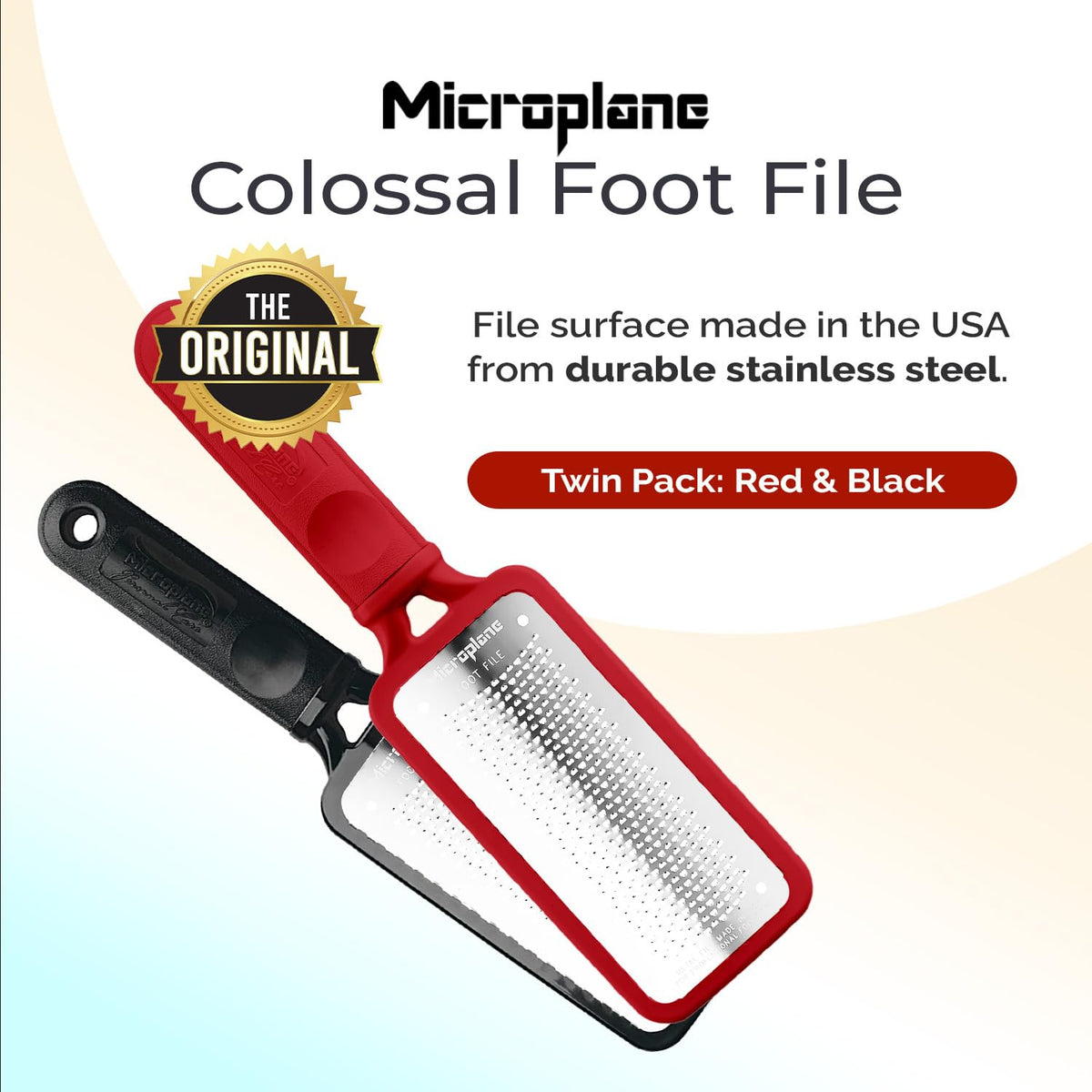 Microplane Colossal Foot File Scraper - The Original Stainless Steel Foot Rasp, Dead Skin/Callus Remover for Feet, Gentle Foot Scrubber, Pedicure Tools for Salon-Quality Foot Care, Black