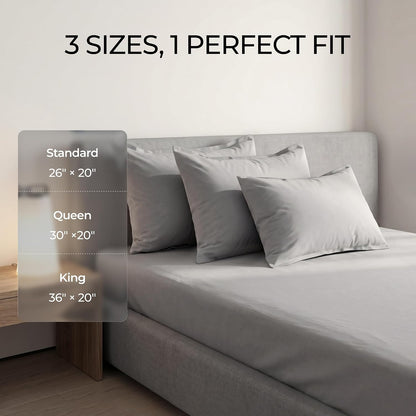 FAUNNA 100% Cotton Pillow Protectors, 600 Thread Count, Standard, 4 Pack