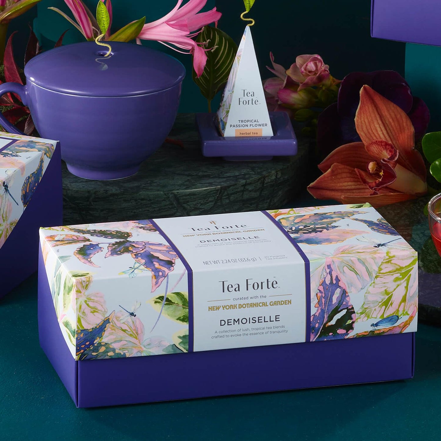 Tea Forte Premium Presentation Box Gift Set Sampler, 20 Count, Assorted Blends Individually Wrapped Handcrafted Pyramid Infuser Bags, Frank Lloyd Wright