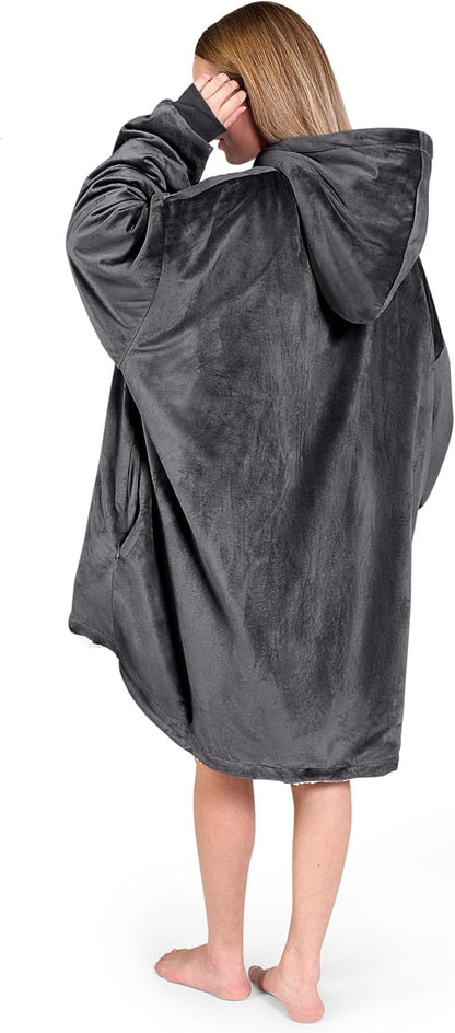 Bare Home Wearable Blanket Hoodie - Soft Plush Sherpa - Warm and Cozy - Oversized Wearable Blanket