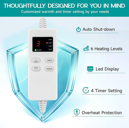 Heating Pad for Period Cramps, Heating Pad for Back/Neck/Shoulder Muscle Pain, 6 Heating & 4 Timer Setting, Auto Shut Off, Dry/Moist Heat & Machine Washable, Birthday Christma s Gifts for Women Mom