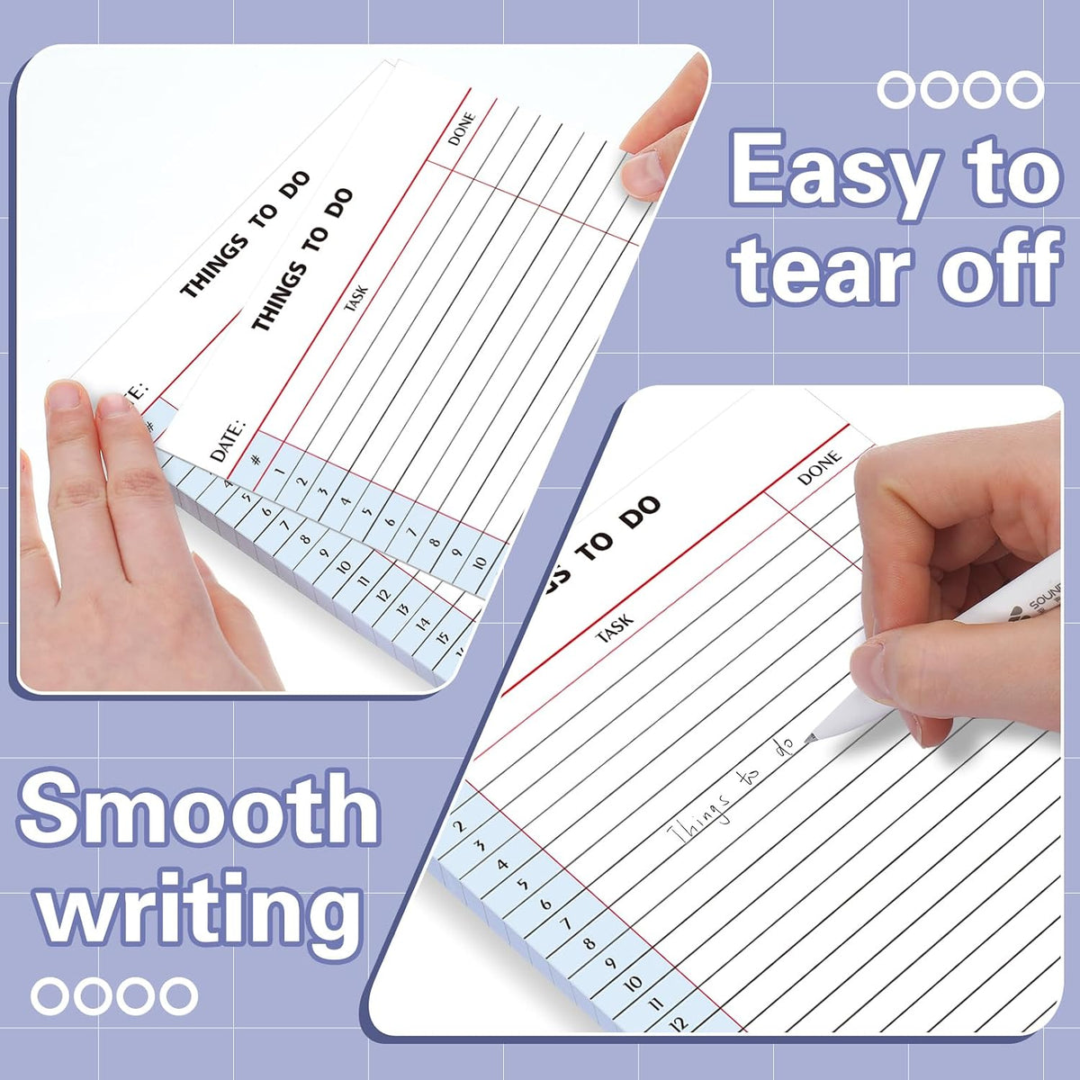 Spakon 300 Sheets Daily to Do List Notepad Notebook Library Card to Do Planner Checklist Memo Writing Pad Schedule Reminder Office Homework Planner for Task, 6" x 8(Classic,White)