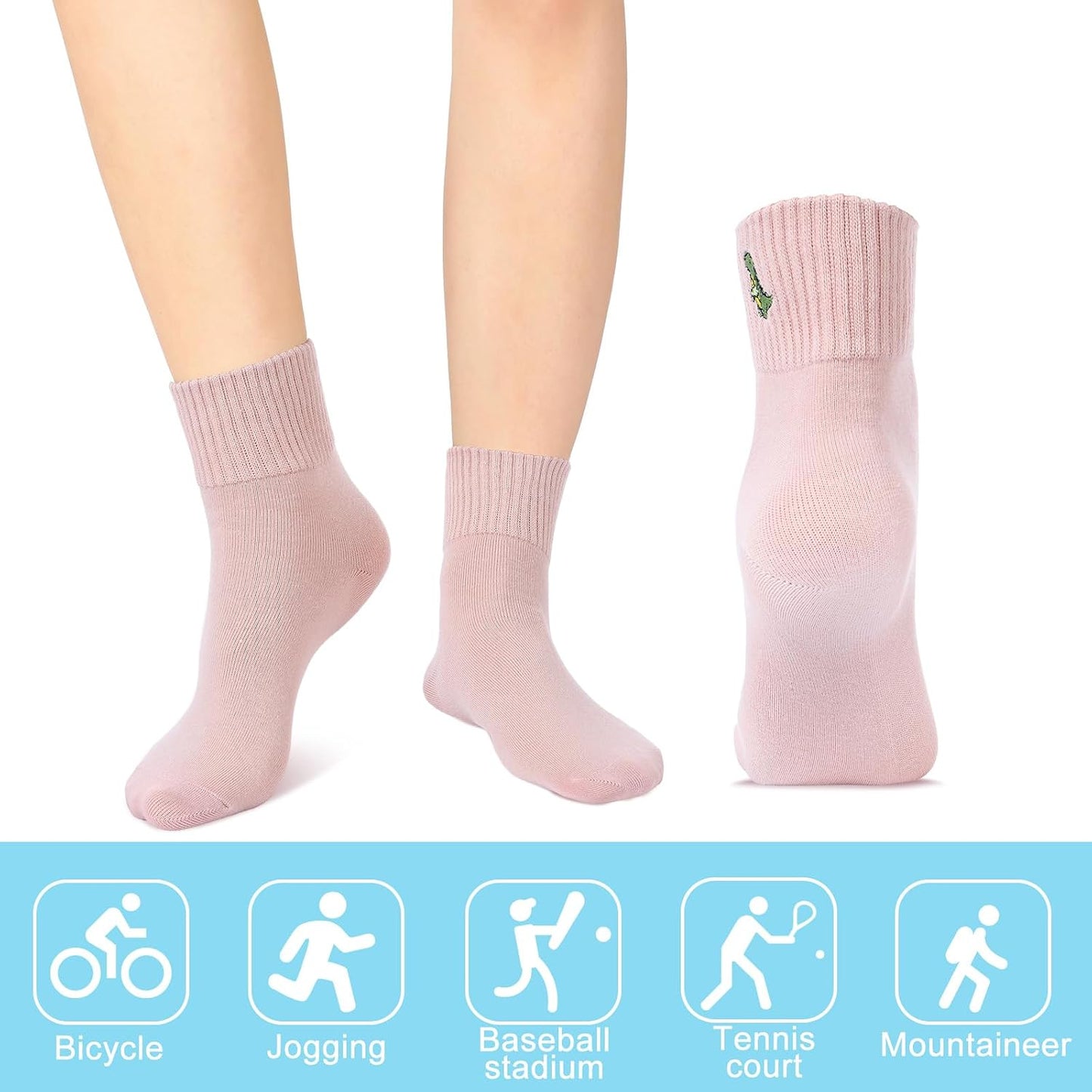 Eurzom 10 Pairs Socks Womens Crew Elastic Ankle Length Cotton Socks Aesthetic Cute Lightweight Low Cut Gifts for Women - Colors B