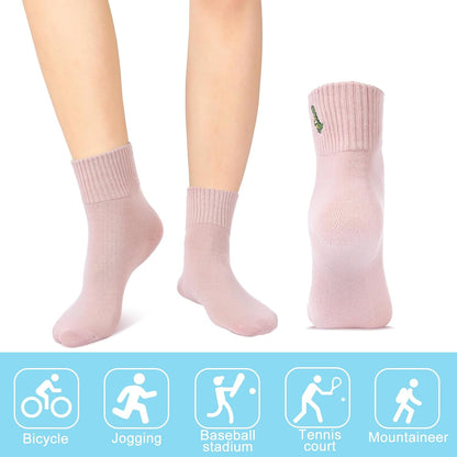 Eurzom 10 Pairs Socks Womens Crew Elastic Ankle Length Cotton Socks Aesthetic Cute Lightweight Low Cut Gifts for Women - Colors B