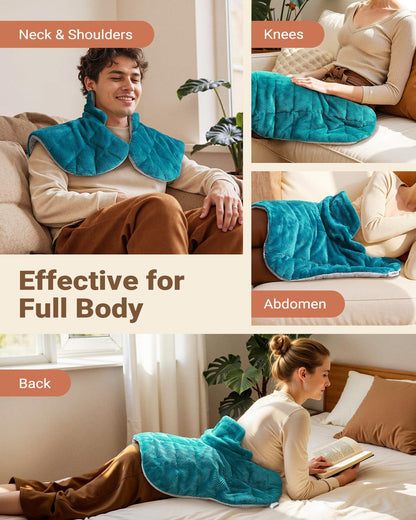 iDOO Graphene-Infused Heating Pad for Neck Shoulders and Back, Birthday Gifts for Women Men Mum Dad Elderly, FSA Eligible Items Only List, Weighted Heat Pads for Pain Relief