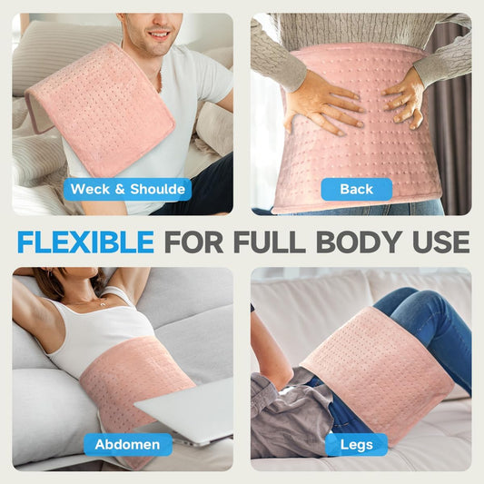 GOTCOZY Heating Pad 12"x24" for Back Pain Relief & Cramps(Rose)