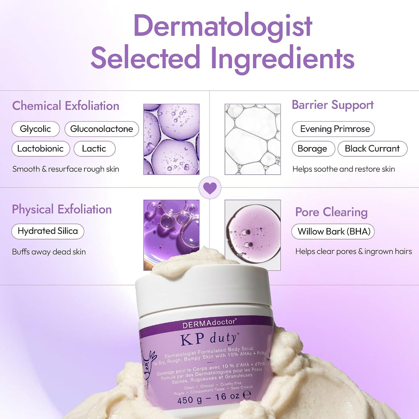 DERMAdoctor KP Bump Eraser Body Scrub with 10% AHAs + PHAs for Keratosis Pilaris, Dry, Rough, and Bumpy Skin, Dermatologist Formulated Exfoliating Body Scrub with Glycolic and Lactic acids - 8 Fl oz