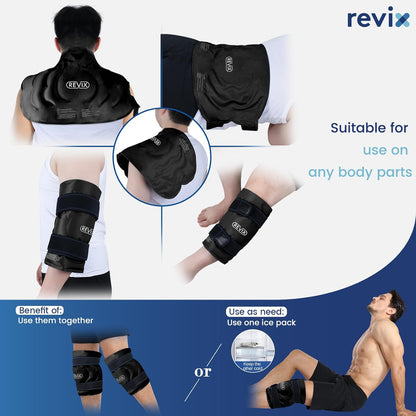 REVIX 20‘’ XXXL Knee Ice Pack Wrap Around Entire Knee, Extra Large Ice Pack for Knee Meniscus Tear and Arthritis, Cold Compress Therapy, Reusable Ice Wraps for Back, Shoulder, Post-Workout Recovery