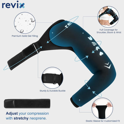 REVIX Arm & Shoulder Ice Pack Wrap for Pitchers, Gel Cold Pack, S