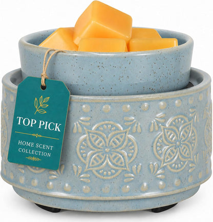 mocosa Ceramic Wax Melt Warmer, 3-in-1 Electric Wax Warmer for Scented Wax Melts, Flameless Candle Wax Burner for Home Fragrance, Bedroom Bathroom Office Decor, Gifts for Women Mom(Beige-Granular)
