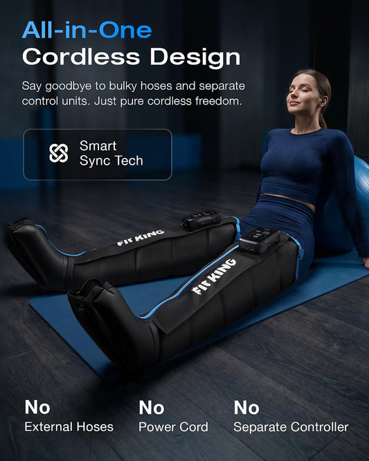 FIT KING Cordless Air Compression Boots Recovery System Leg Massager Medium