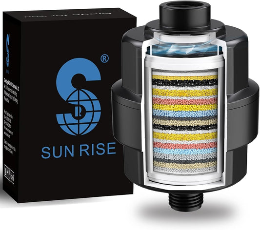 20-Stage Shower Filter-Shower Head Filter for Hard Water, with 3 Replaceable Cartridges, High Output Shower Water Filter for Removing Chlorine and fluoride,Black