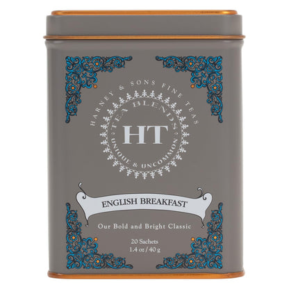 Harney & Sons HT English Breakfast Black Tea, 20 Sachets in Tin
