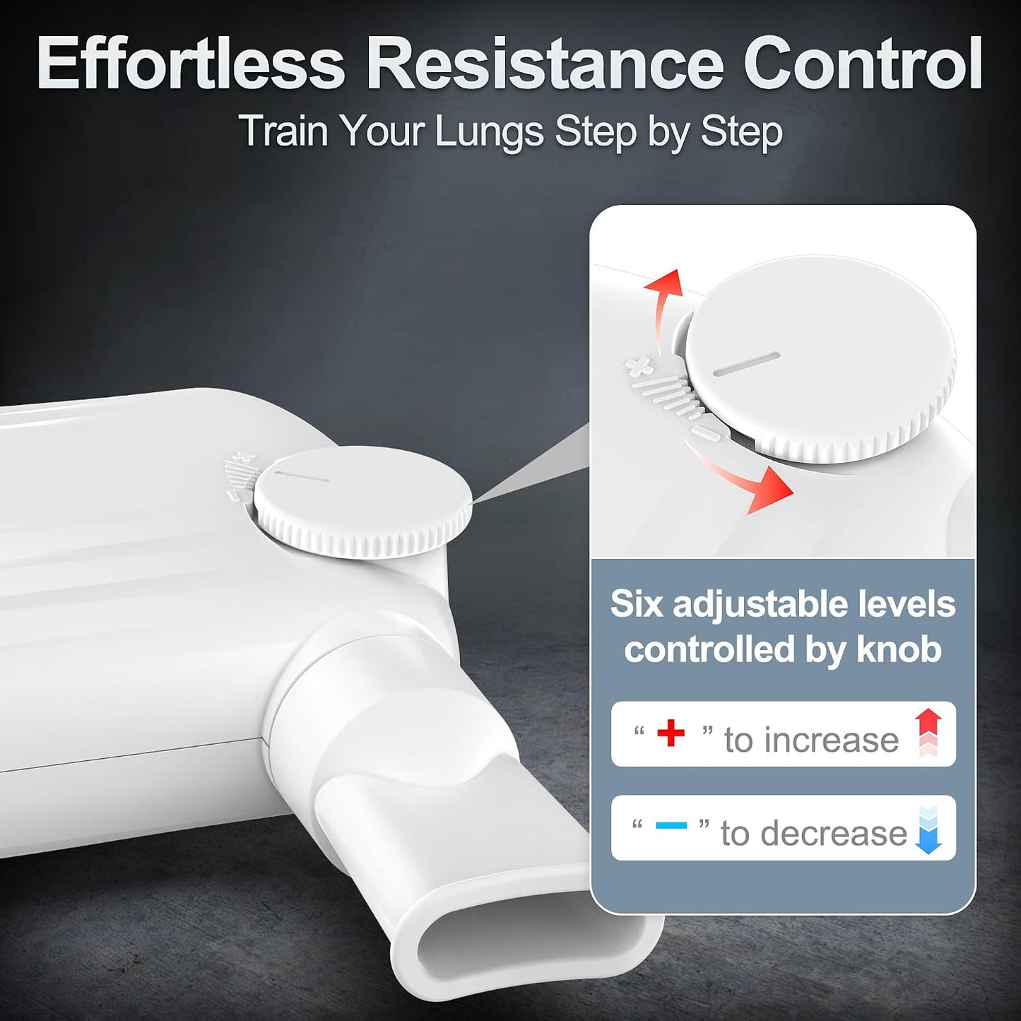 Breathing Exercise Device for Lungs, Non-Measuring Exerciser, Effective Lung Trainer and Breathing Trainer with 6 Adjustable Levels, Portable Mucus Clearance Device to Improve Breathing and Health