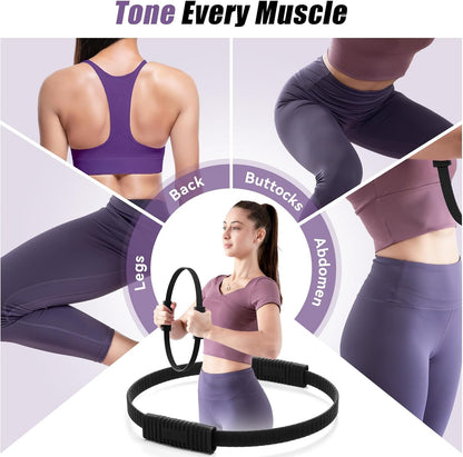Krightlink Pilates Ring Circle, 14" Magic Circle Pilates Rings for Focusing on Toning Inner Thighs, Arms, and Core, Fitness Exercise Ring Workout Ring for Yoga and Pilates