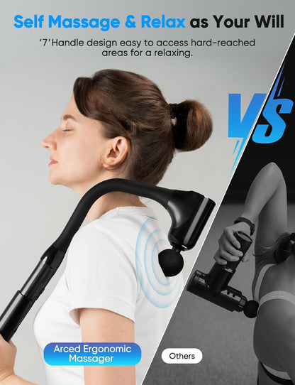 FVZ Massage Gun for Deep Tissue Back Massage with Extended Handle, Black