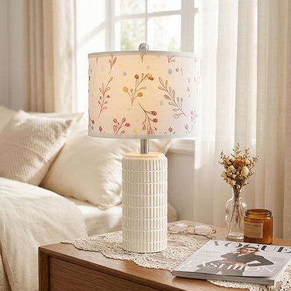 PoKat 23" Modern Ceramic Table Lamp Set of 2 for Living Room White Desk Lamps for Bedroom Farmhouse Bedside Nightstand Lamp House Warming Gifts New Home Decor End Table Lamps Gifts for Women Mom Beige