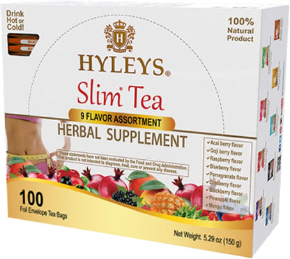HYLEYS Slim Tea, 9 Flavor Weight Loss Variety Pack, Diet Tea, 100 Bags