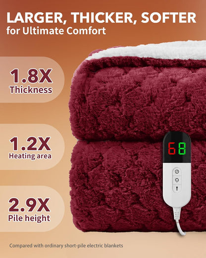 Homemate Electric Heated Blanket Twin - 62"x84" Heating Bed Blankets Throw with 10 Heating Levels 8 Hours Auto Off Fast Heating Over-Heated Protection Ultra Soft Warm Flannel ETL Certified Grey - Colors A