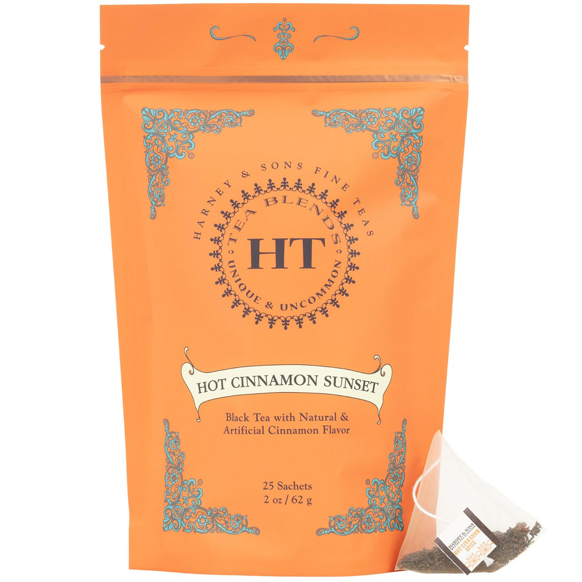 Harney & Sons Hot Cinnamon Sunset Black Tea Sachets, 25 Count