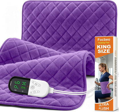 35 x 20 Inch King Size Electric Heating Pad for Back, Neck and Shoulders | FSA Eligible HSA, for Period Cramps, Abdomen and Knee, Dry or Moist Heat Use, 2H Auto Shut Off, 6 Heat Settings, Washable