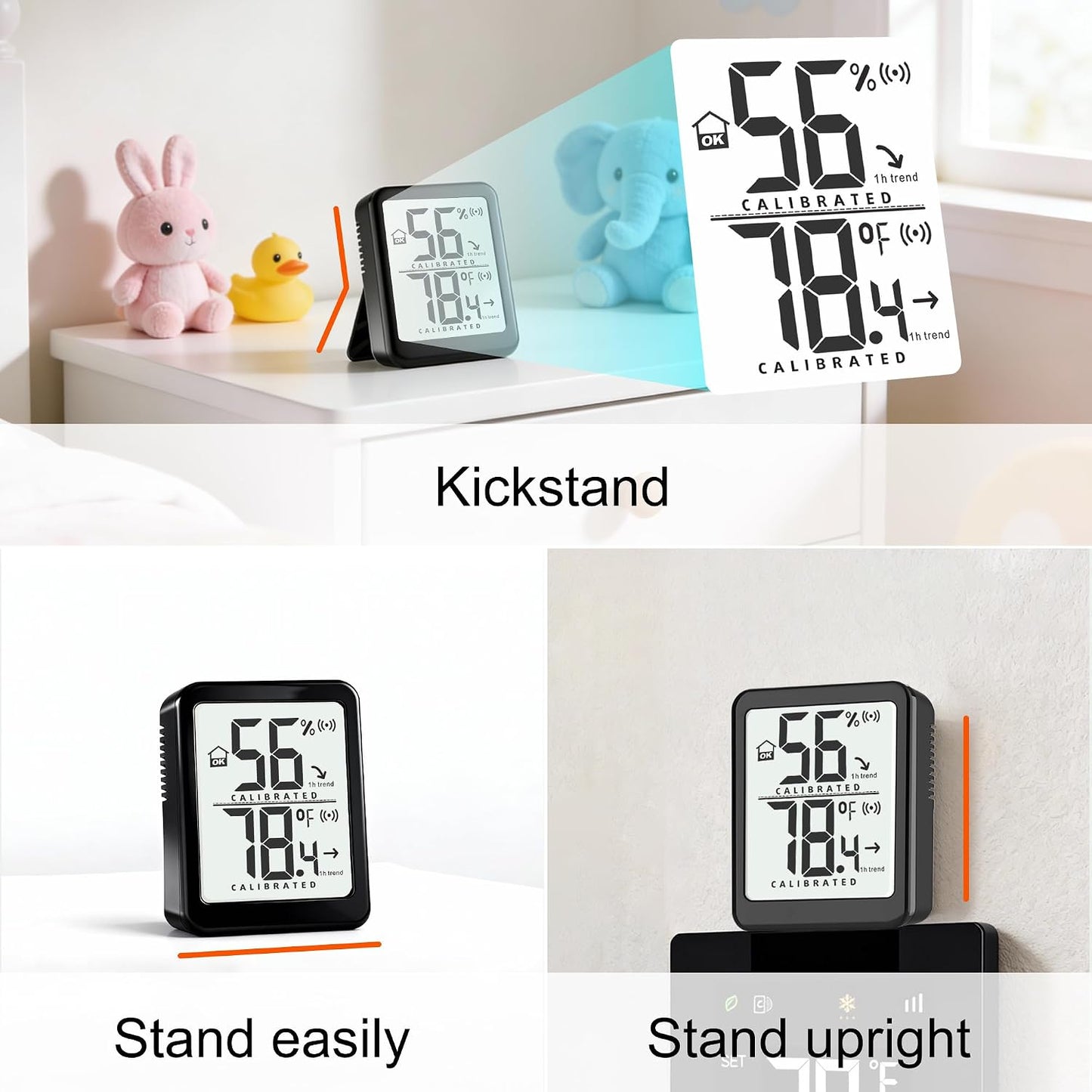 Antonki 2 Pack Room Thermometer Small Hygrometer Indoor Humidity Monitor Sensor, Digital Temperature and Humidity Meter Gauge for Home, Baby Nursery, Reptile, Greenhouse - Battery Included