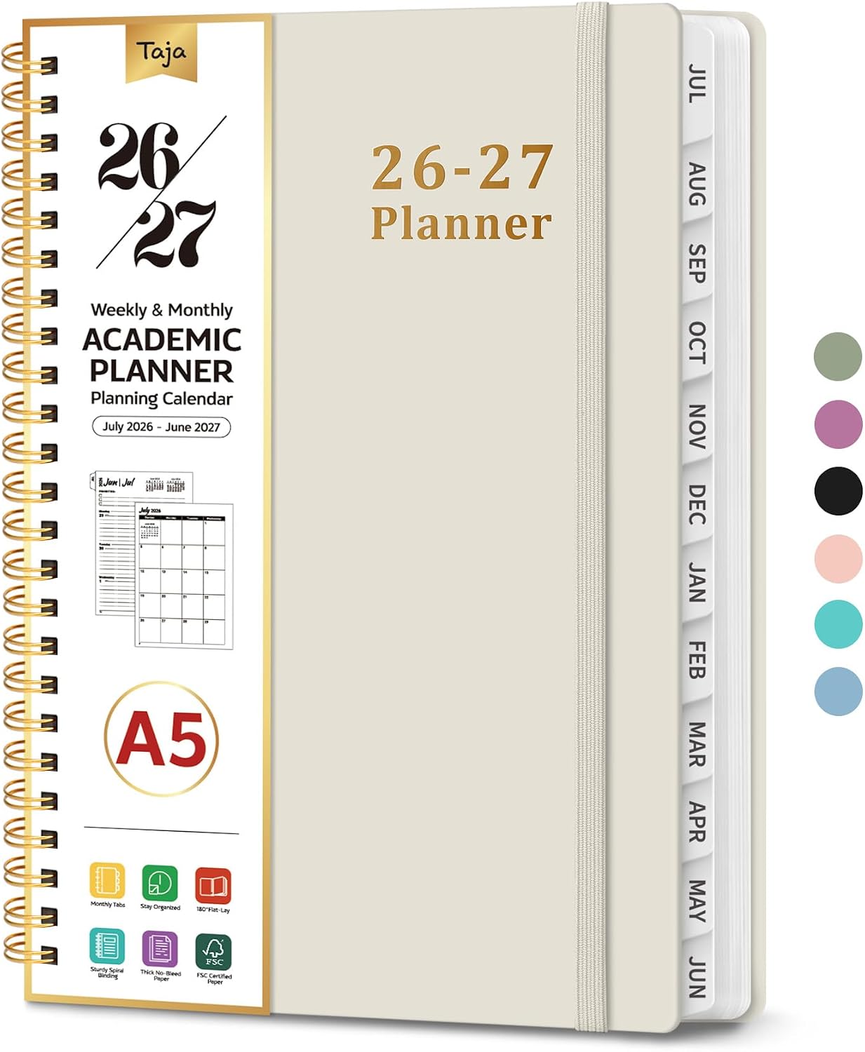 Planner 2026-2027, 8.5" x 11" Weekly and Monthly Academic Year Planner Calendar, July 2026 - June 2027, Hardcover Large School Planning Agenda With Tabs, Perfect for School & Office Supplies, A4, Green