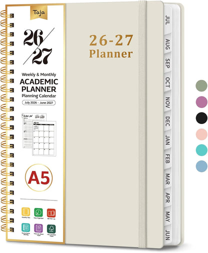 Planner 2026-2027, 8.5" x 11" Weekly and Monthly Academic Year Planner Calendar, July 2026 - June 2027, Hardcover Large School Planning Agenda With Tabs, Perfect for School & Office Supplies, A4, Green