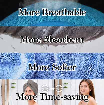 YoulerTex Microfiber Hair Towel Hairs Wrap: 2 Pack 10X26 Hair Dryer Towels for Women Absorbent Turban Twist Drying Shower Cap Curly Hairs Products for Hair's Care Accessories (Navy Blue)