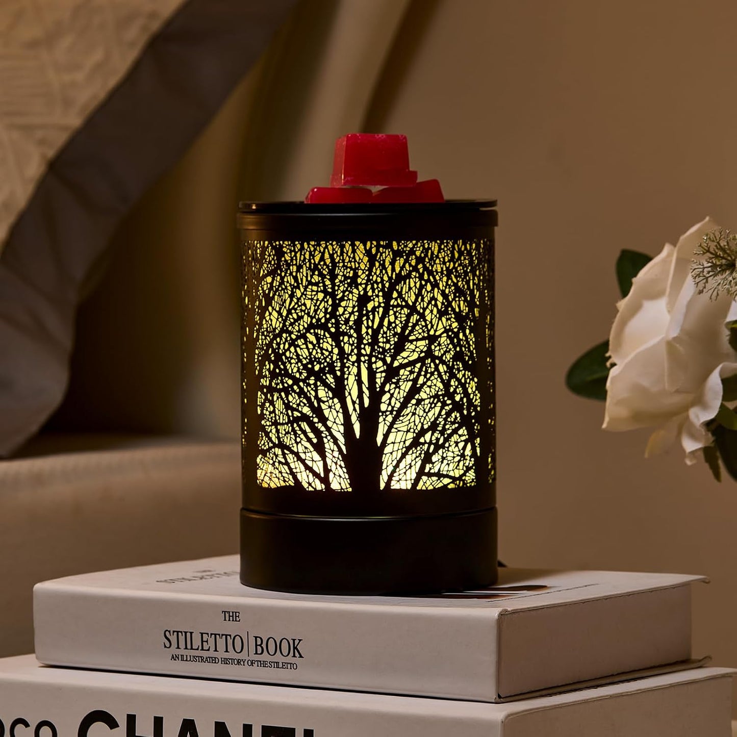 Enaroma Fragrance Wax Melts Warmer with 7 Colors LED Changing Light Classic Black Forest Design Scent Oil Candle Warmer for Home Black Forest