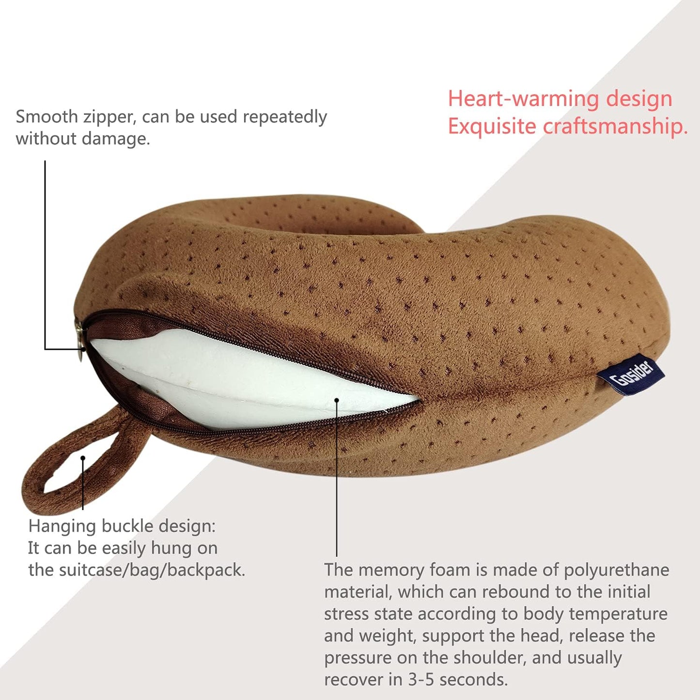 Neck Pillows for Sleeping Travel Pink Travel Pillow Comfortable U Shape Memory Foam Pillows Neck and Head Support Portable Travel Neck Pillow Suitable for Planes, Trains, Self-Driving Cars