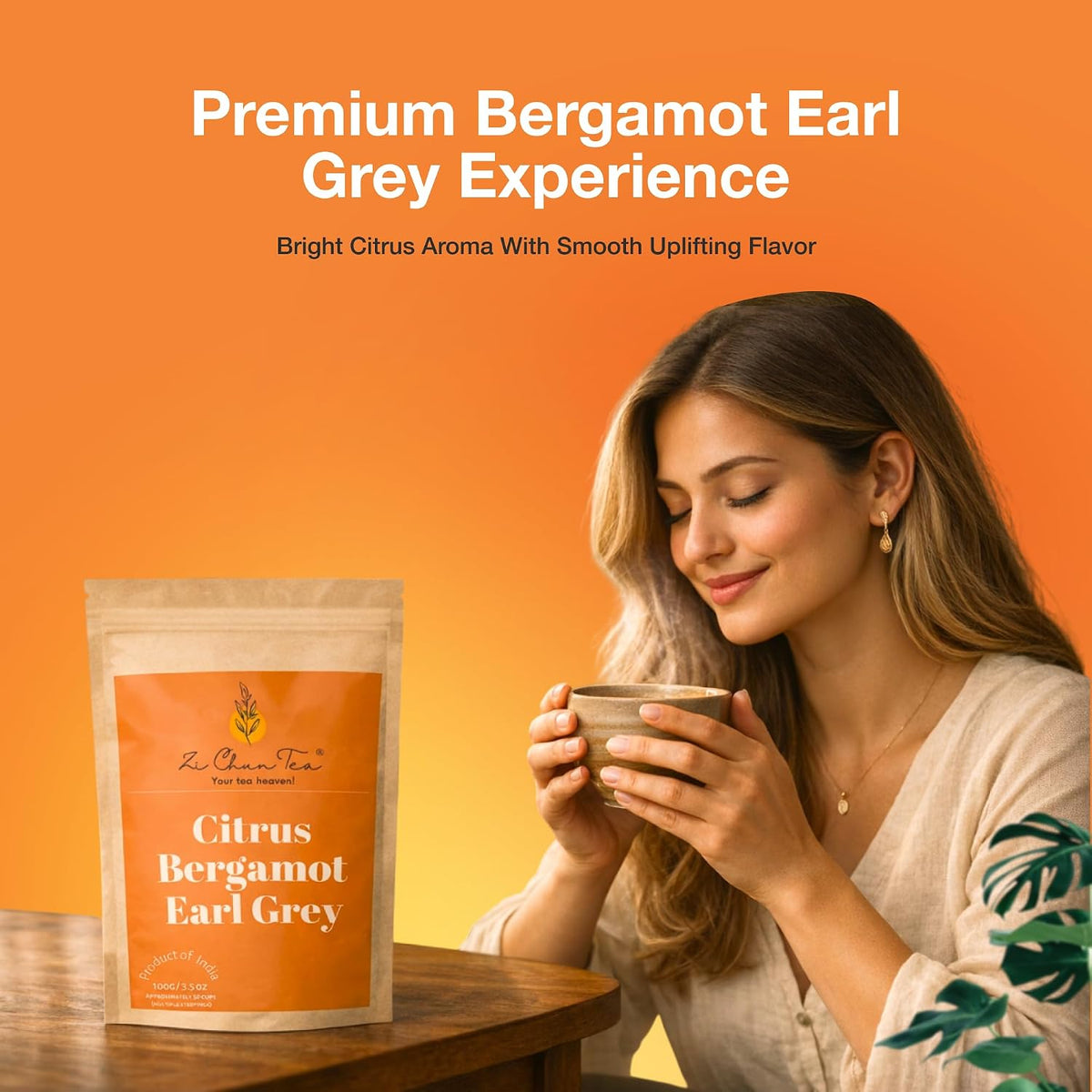 Zi Chun Earl Grey Tea Loose Leaf with Real Bergamot Fruit Pieces, 3.5oz