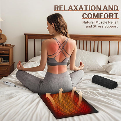 HOMLYNS Heated Acupuncture Mat - 6 Heat Levels with 2 Hours Auto Off and 4 Adjustable Time Settings, Heating Acupressure Mat Full Body Massage, Relieve Stress and Improve Sleep, Black