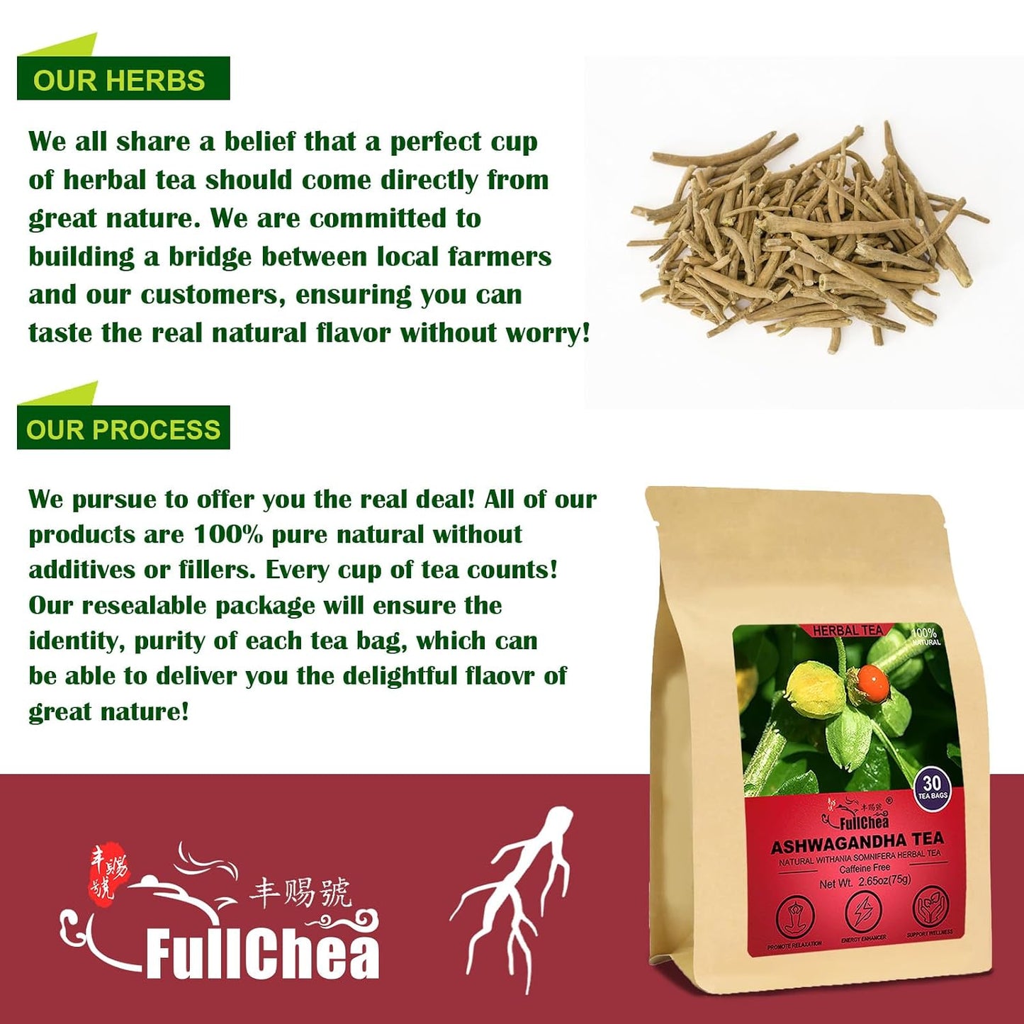 FullChea - Lemon Balm Tea Bags, 100 Count - Pure & Natural Dried Lemon Balm Leaves - Melissa Officinalis - Caffeine-free Herbal Tea for Relaxation - Non-GMO