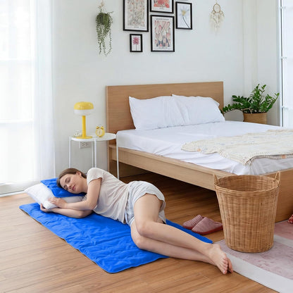 Novabright 2 Pcs Cooling Pad with Pillow Set Cold Mat Gel for Bed 47'' x 28'' Cooling Mattress Pad for Night Sweats, Hot Sleepers, Hot Flashes, Pain Relief, Summer Supplies(Simple,Sky Blue)