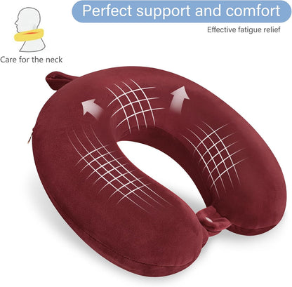 Neck Pillows for Sleeping Travel Pink Travel Pillow Comfortable U Shape Memory Foam Pillows Neck and Head Support Portable Travel Neck Pillow Suitable for Planes, Trains, Self-Driving Cars