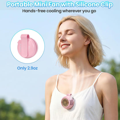 Portable Silent Mini Bladeless Fan Clip On, Adjustable 5 Speeds 360° Rotatable Clip on Fan for Shirt & Waist, USB Rechargeable Small Whirlwind Fans, For Outdoor & Travel & Office (White)