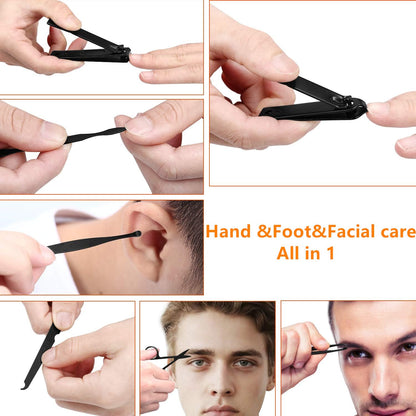 Manicure Set Men Finger and Toe Nail Clippers Set Professional Manicure Pedicure Kit with Travel Case Personal Care Tools Accessories Nail Grooming Kit Gifts for Men Women Father Mother