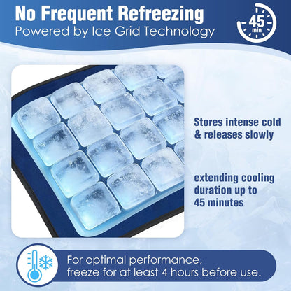 45-Minute Knee Ice Pack Wrap with Advanced Ice Grid Gel, Long-Lasting Ice Pack for Knees, Calves, Elbows, Flexible & Reusable Gel Ice Pack with Cold Compress for Workout Recovery- Fits Most Sizes