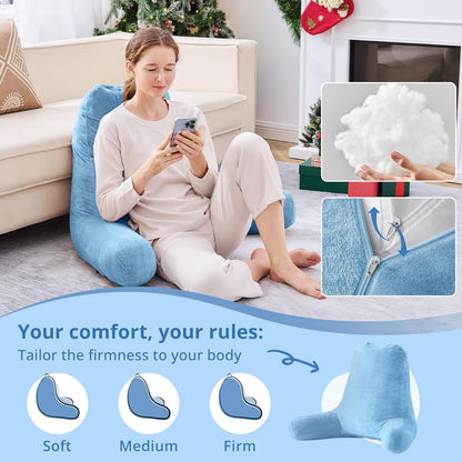 Sasttie Reading Pillows for Sitting in Bed Adult, Back Pillow Bed Sitting Up, Back-Rest Support Cushion for Sit Up on Couch, Sofa, and Floor, Dorm Essentials, Oeko-Tex Certified, Dark Grey