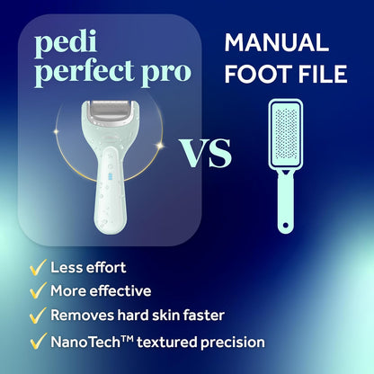 Dr. Scholl's Pedi Perfect Electric Foot Callus Remover, Waterproof, Rechargeable with x2 Roller Heads, Removes Hard Skin for Soft Beautiful Feet, 90 Minute Run Time, Dust Catcher, Pedicure Tools