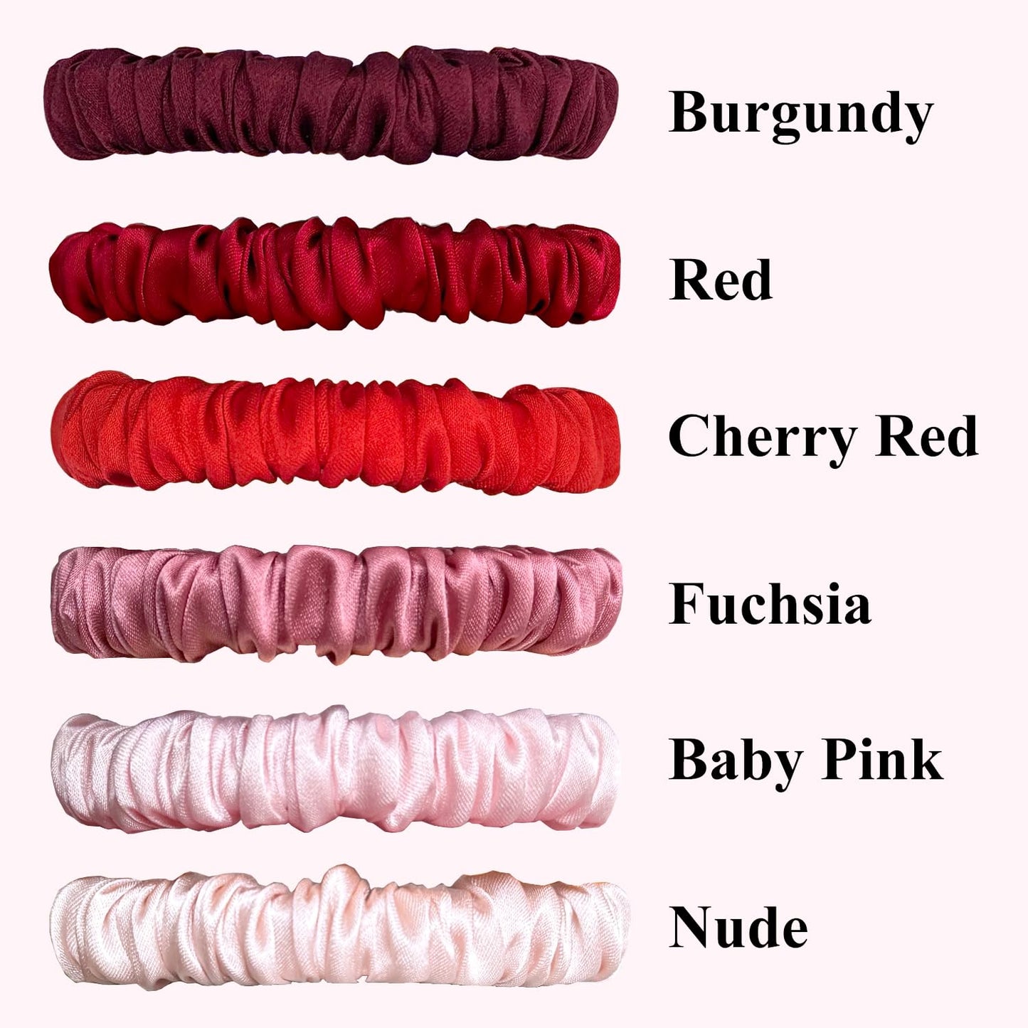 VLOMOT 6 Pcs Set 100% Pure Mulberry Silk Hair Scrunchies - 6 Chic Colors Everyday Skinny Scrunchies Silk Ponytail Holders - No Damage (Purple)